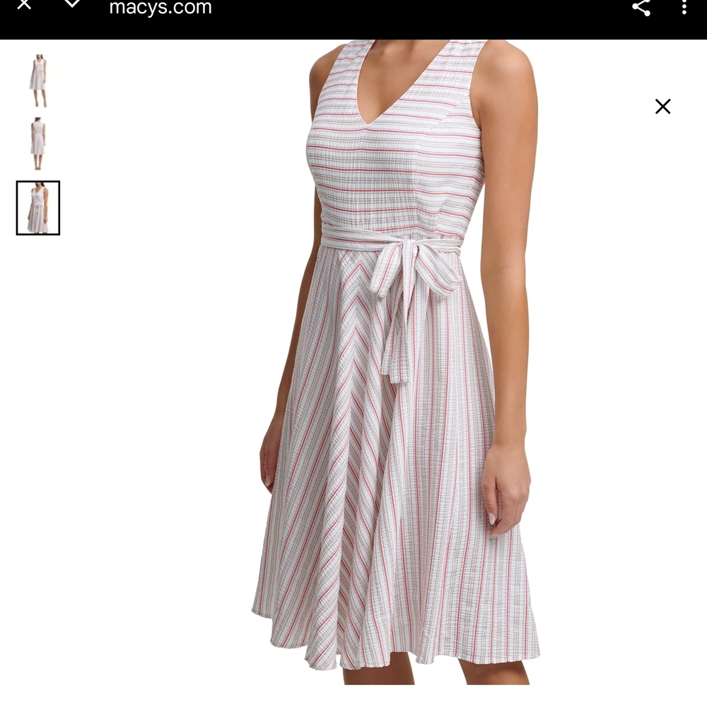 Tommy‎ Hilfiger White and Pink A-Line Sundress